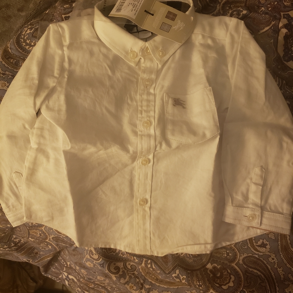 Burberry NWT baby boys long sleeve shirt 9 months